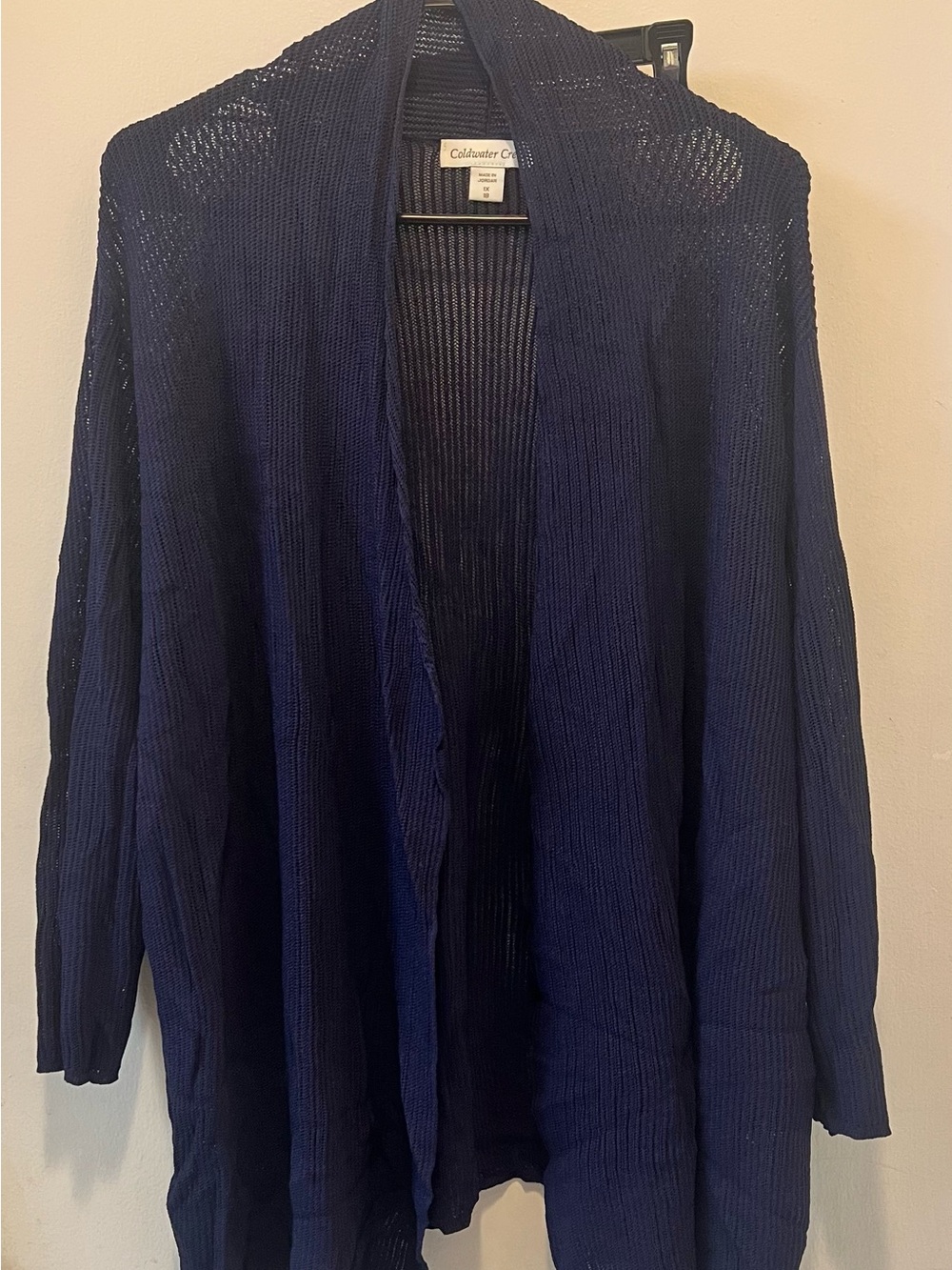 Coldwater Creek Navy Open-Front Lightweight Knit Cardigan